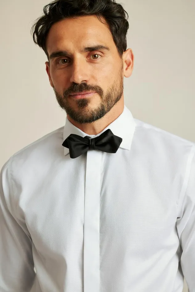 Men Empire Stretch Tuxedo Shirt White Pique Bonobos Formal Dress Shirts