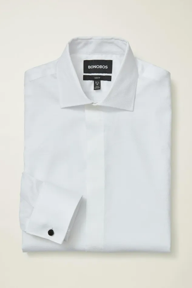 Men Empire Stretch Tuxedo Shirt White Pique Bonobos Formal Dress Shirts