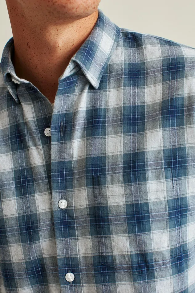 Men Everyday Lightweight Flannel Shirt Light Navy Plaid Bonobos Casual Shirts