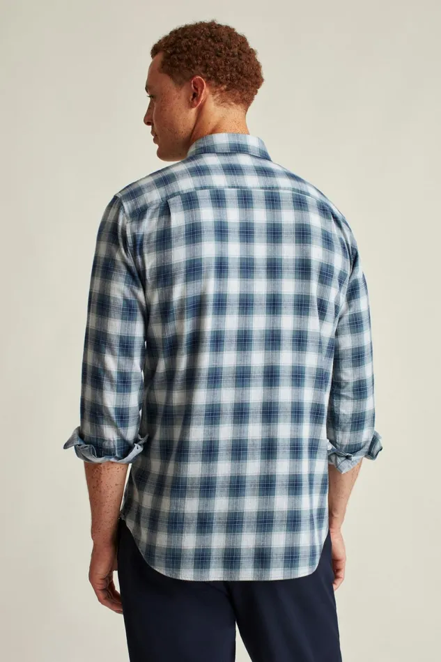 Men Everyday Lightweight Flannel Shirt Light Navy Plaid Bonobos Casual Shirts