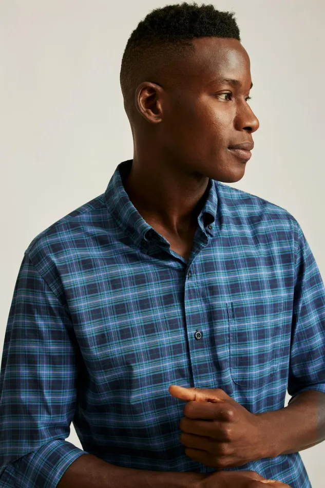 Men Everyday Shirt Bright Navy Plaid Bonobos Casual Shirts