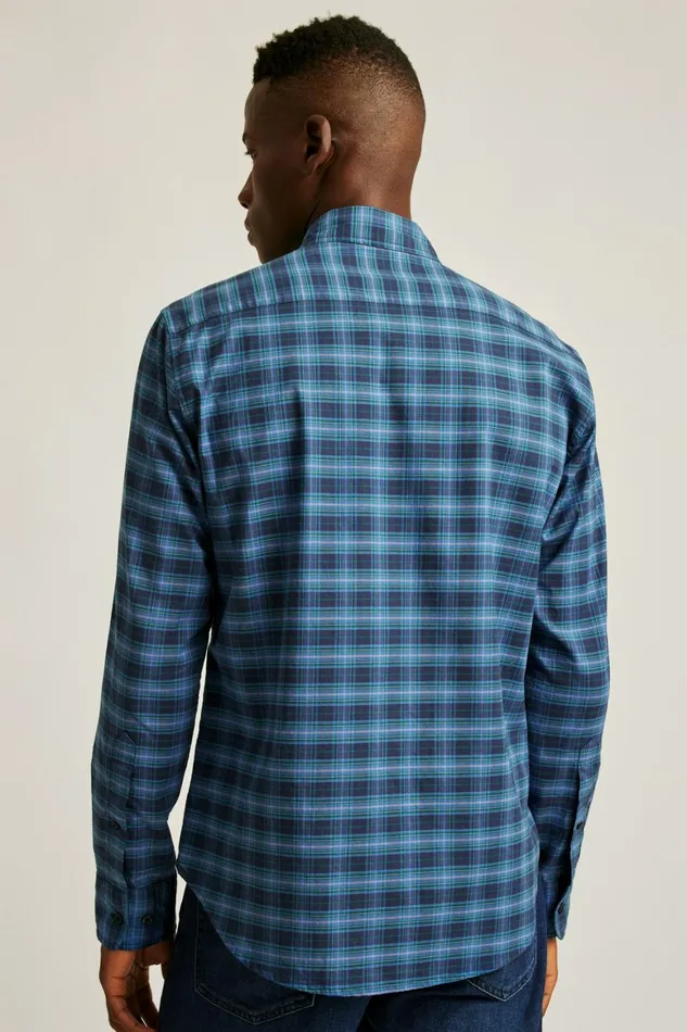 Men Everyday Shirt Bright Navy Plaid Bonobos Casual Shirts