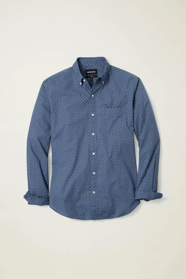 Men Everyday Shirt Navy White Dot Bonobos Casual Shirts