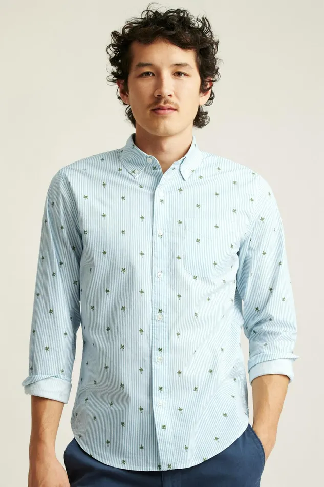 Men Everyday Shirt Palm Stripe Party Bonobos Casual Shirts