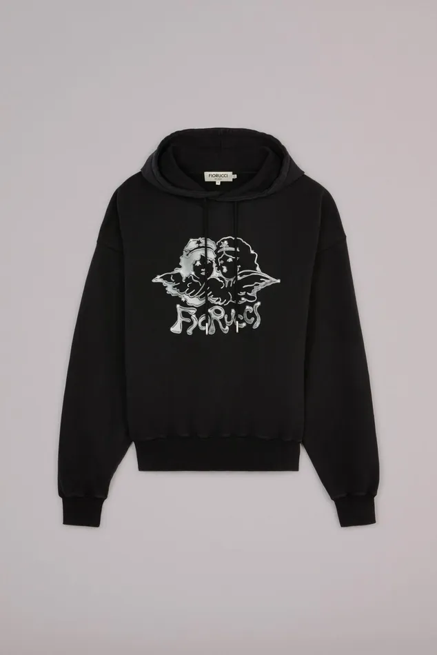 Men Fiorucci Sweatshirts and Hoodies Chrome Angels Hoodie Black