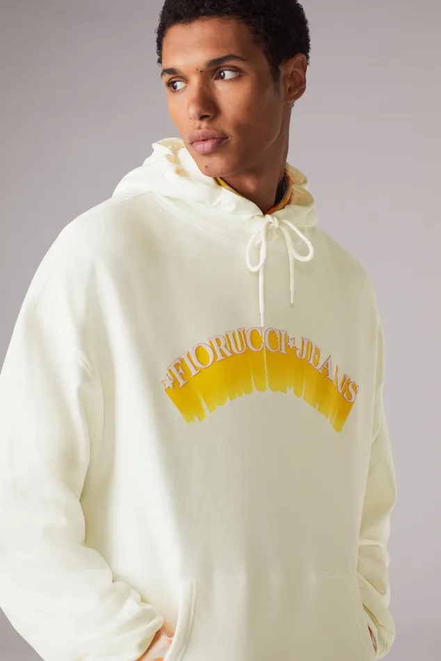 Men Fiorucci Sweatshirts and Hoodies Jeans Logo Hoodie Off White Men Fiorucci Sweatshirts and Hoodies Jeans Logo Hoodie Off White