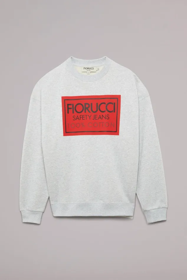 Men Fiorucci Sweatshirts and Hoodies Safety Jeans Logo Sweatshirt Grey Men Fiorucci Sweatshirts and Hoodies Safety Jeans Logo Sweatshirt Grey
