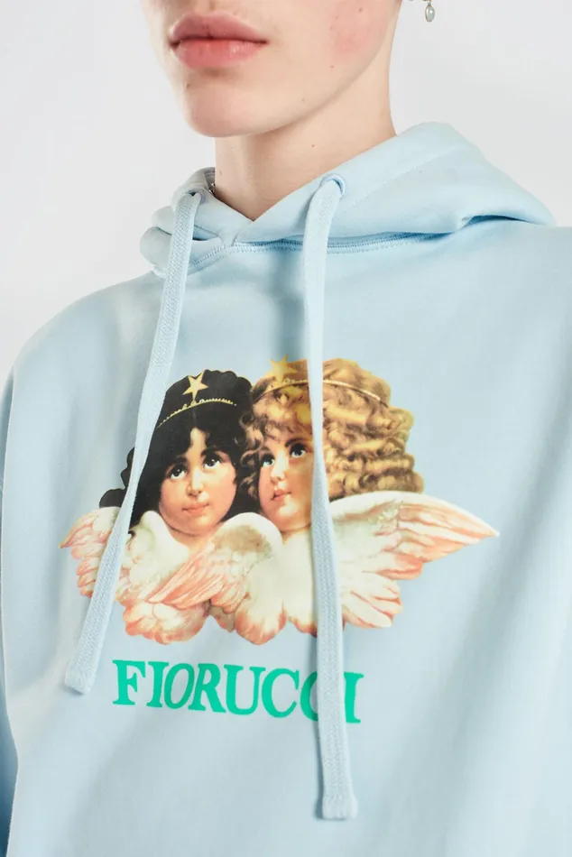 Men Fiorucci Sweatshirts and Hoodies Vintage Angels Hoodie Pale Blue Men Fiorucci Sweatshirts and Hoodies Vintage Angels Hoodie Pale Blue