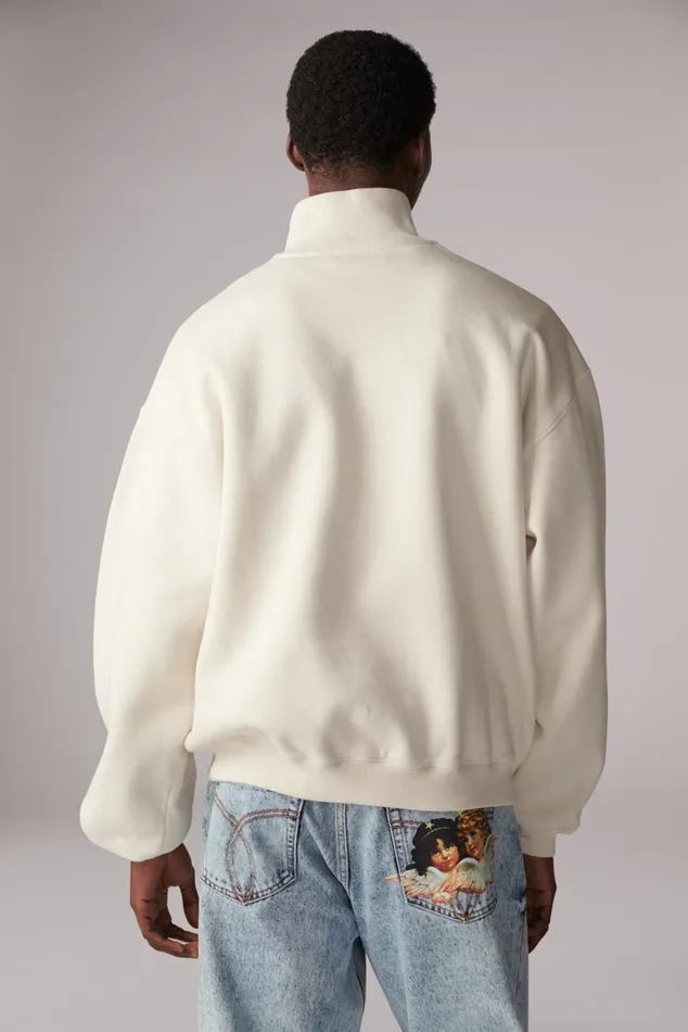 Men Fiorucci Sweatshirts and Hoodies World Over Quarter Zip Sweatshirt Cream Men Fiorucci Sweatshirts and Hoodies World Over Quarter Zip Sweatshirt Cream