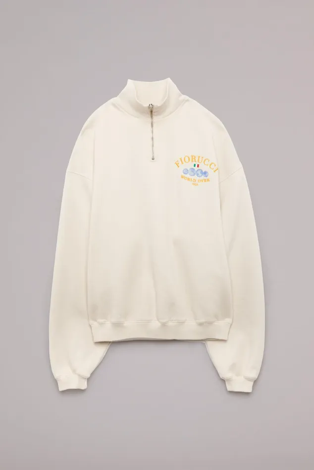 Men Fiorucci Sweatshirts and Hoodies World Over Quarter Zip Sweatshirt Cream Men Fiorucci Sweatshirts and Hoodies World Over Quarter Zip Sweatshirt Cream