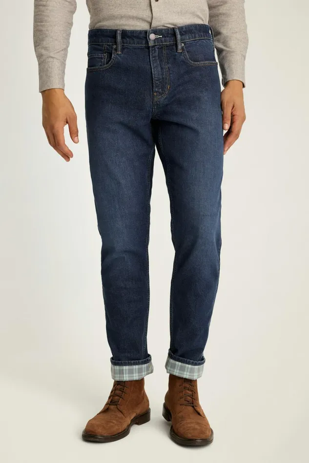 Men Fireside Flannel Lined Jean Dark Blue Wash Bonobos Jeans