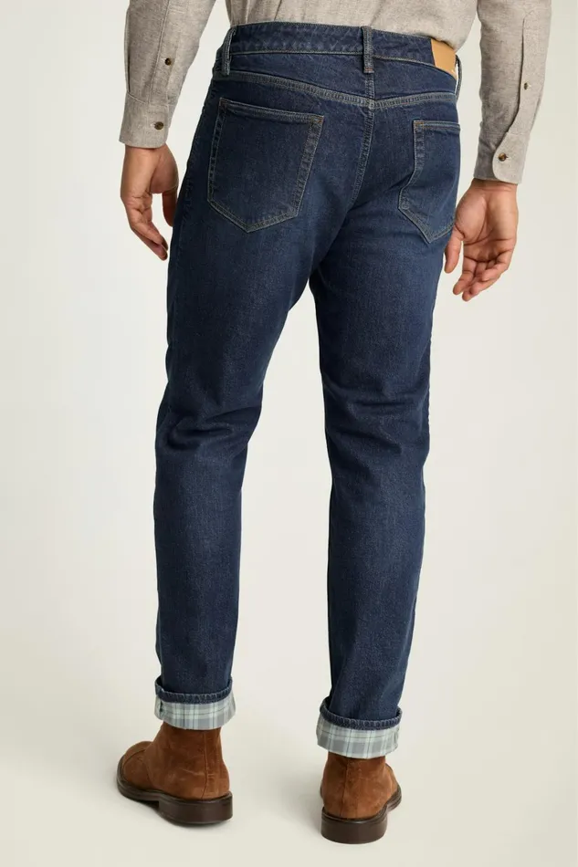 Men Fireside Flannel Lined Jean Dark Blue Wash Bonobos Jeans
