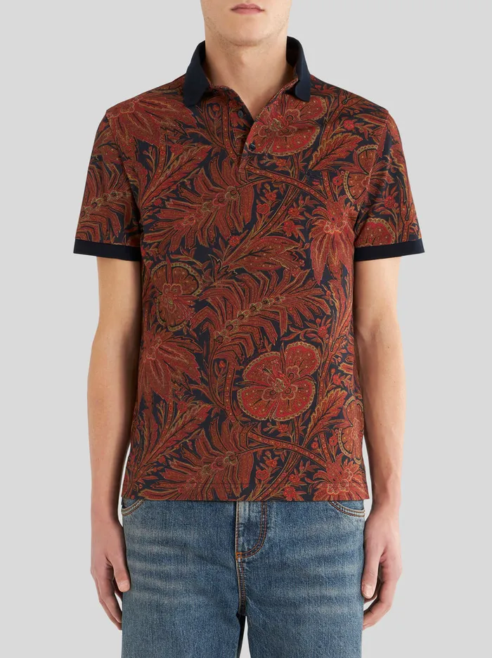 Men Floral Foliage Polo Shirt Etro Polo Shirts