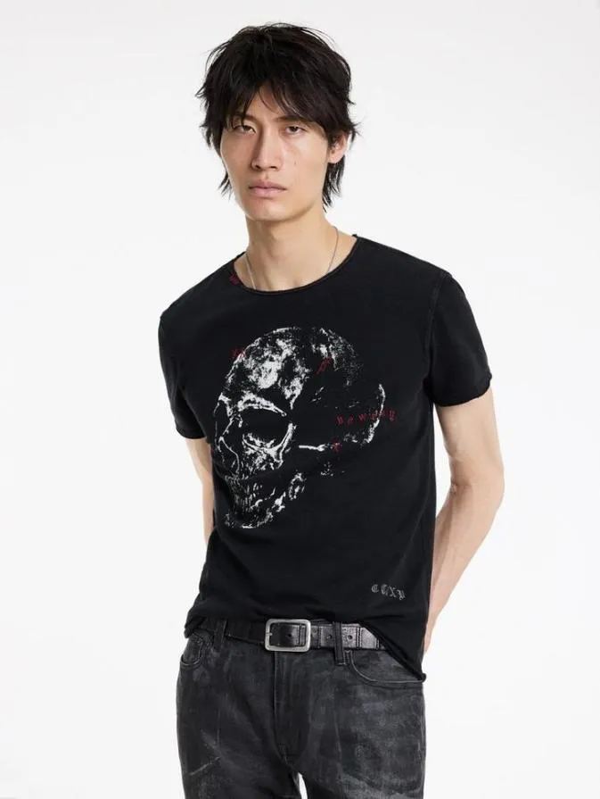 Men Graphic Tees John Varvatos BOWERY SKULL TEE Black