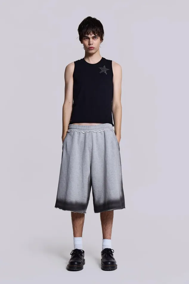 Men Grey Spray Monster Shorts Jaded London Joggers and Sweatpants