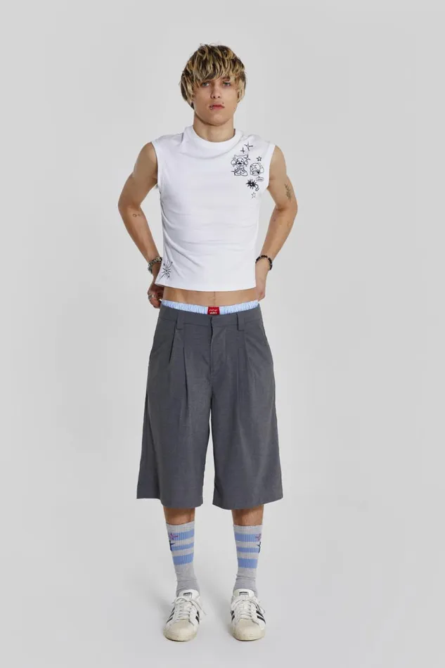 Men Grey Volume Tailored Shorts Jaded London Shorts and Jorts