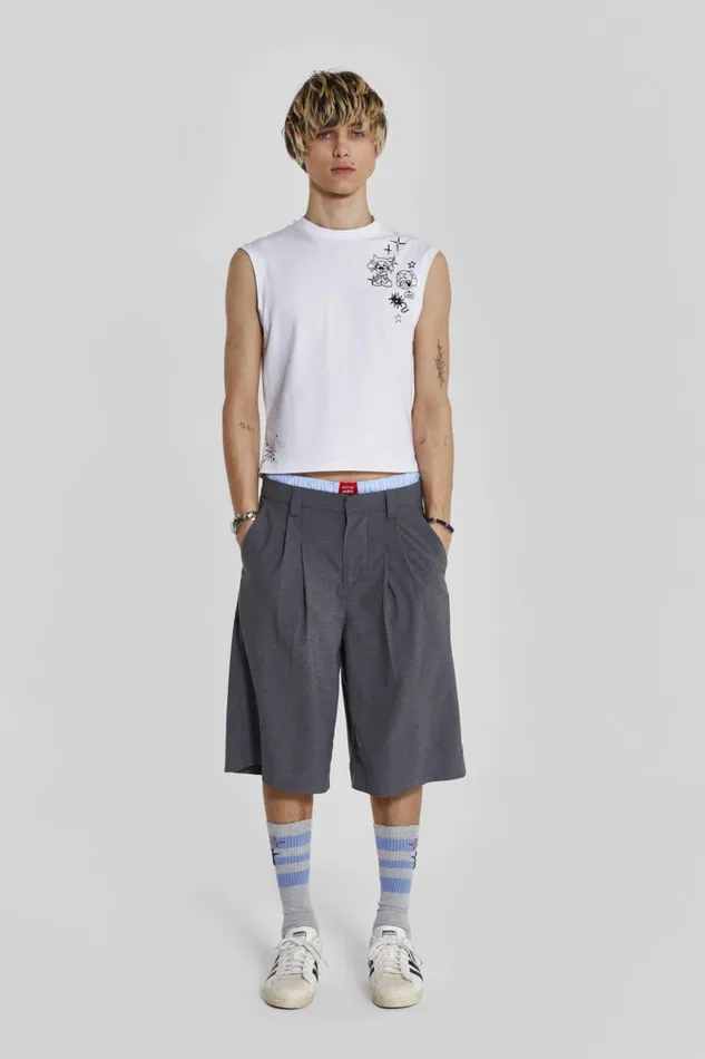 Men Grey Volume Tailored Shorts Jaded London Shorts and Jorts
