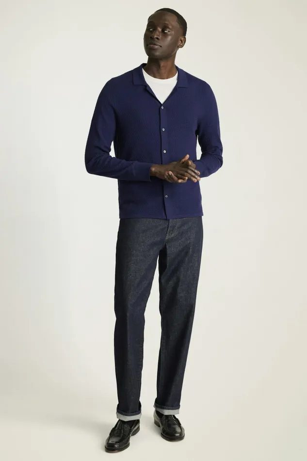 Men Hudson Long Sleeve Sweater Polo Navy Cotton Cashmere Diamond Bonobos Sweater Polos Men Hudson Long Sleeve Sweater Polo Navy Cotton Cashmere Diamond Bonobos Sweater Polos