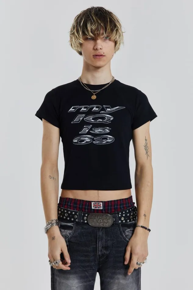Men IQ 69 Black Shrunken Tshirt Jaded London TShirts and Vests