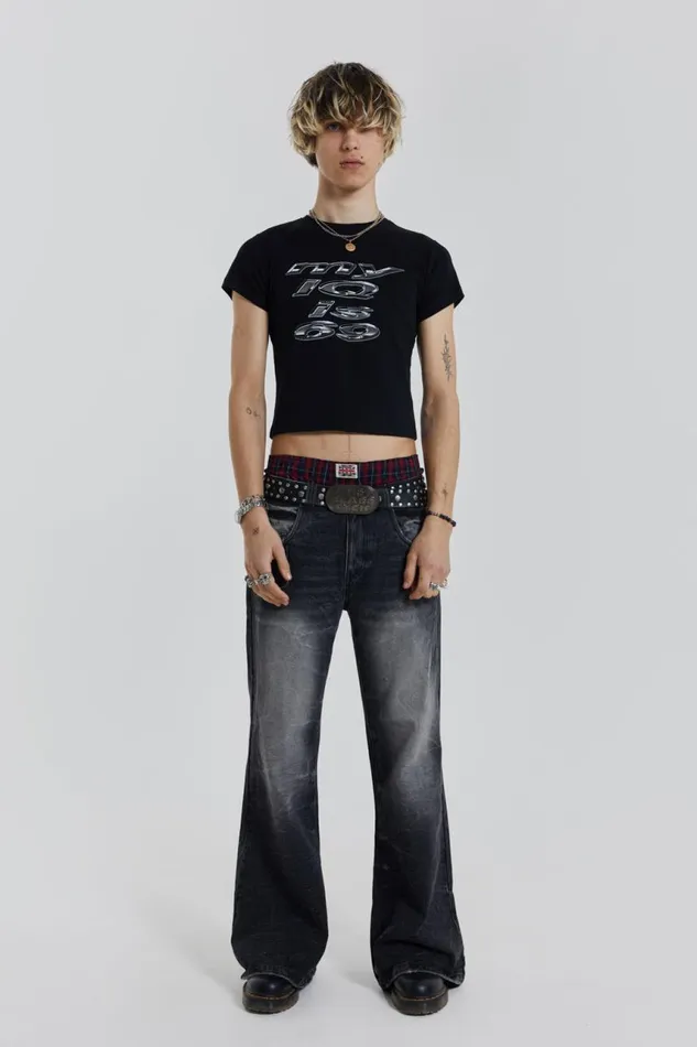 Men IQ 69 Black Shrunken Tshirt Jaded London TShirts and Vests