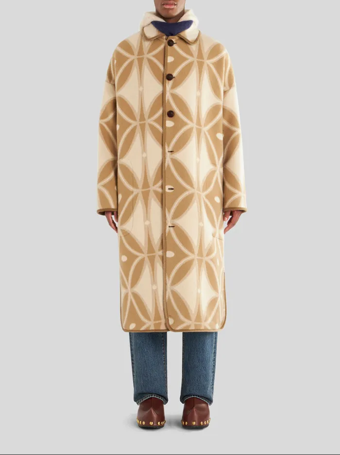 Men Jacquard Coat With Edging Etro Coats And Outerwear