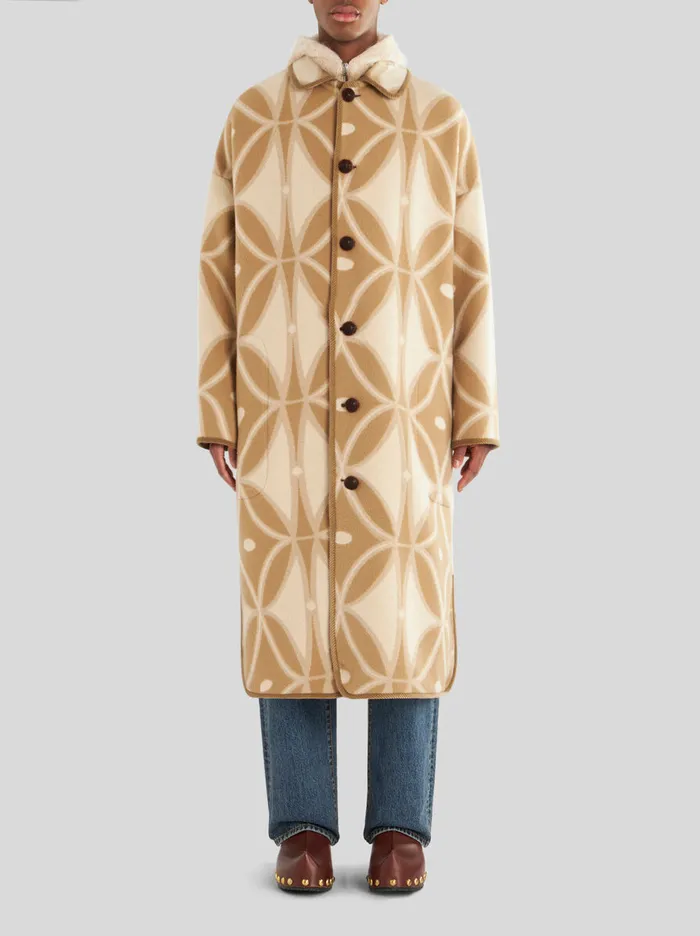 Men Jacquard Coat With Edging Etro Coats And Outerwear