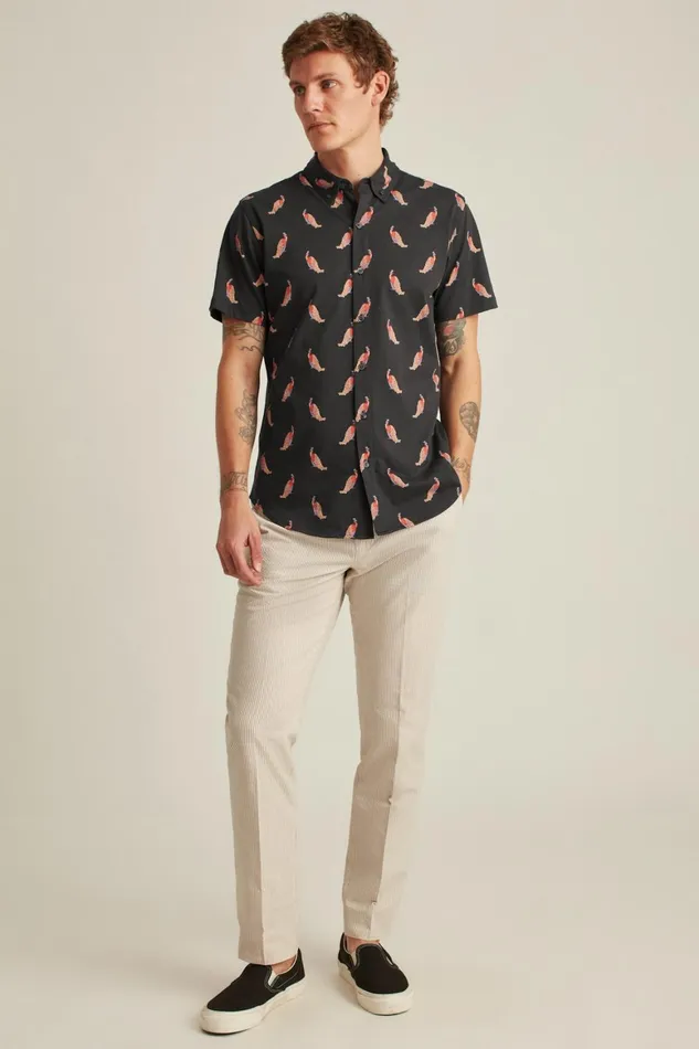 Men Jersey Riviera Shirt Peacock A Doodles Bonobos Short Sleeve Shirts