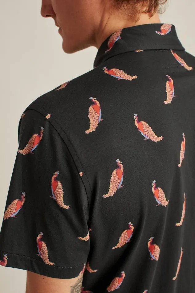 Men Jersey Riviera Shirt Peacock A Doodles Bonobos Short Sleeve Shirts