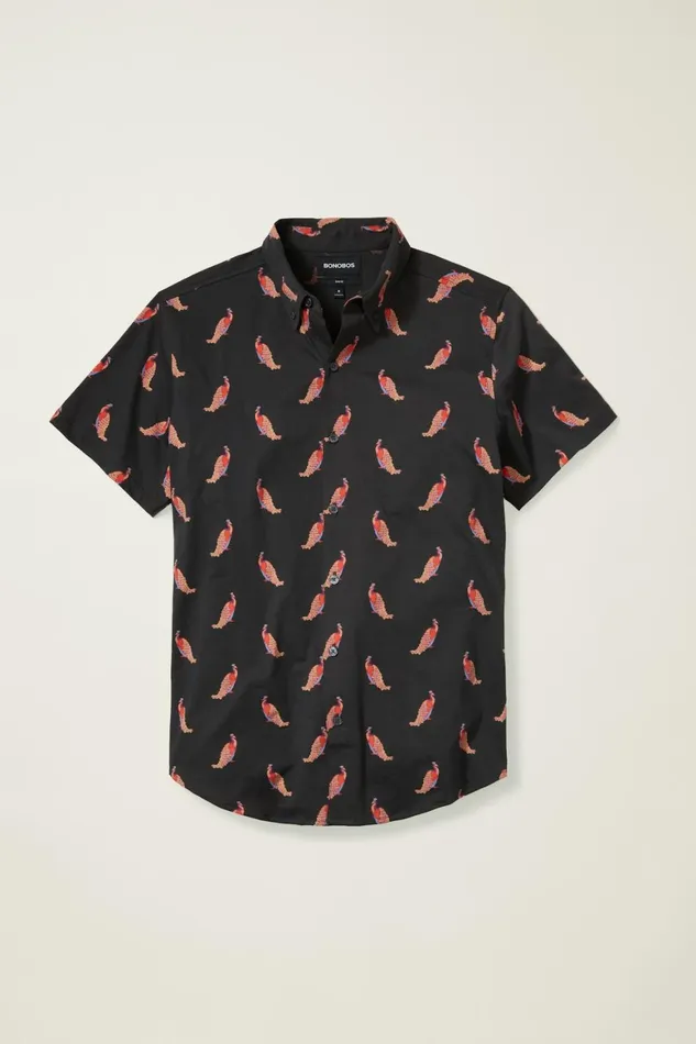 Men Jersey Riviera Shirt Peacock A Doodles Bonobos Short Sleeve Shirts