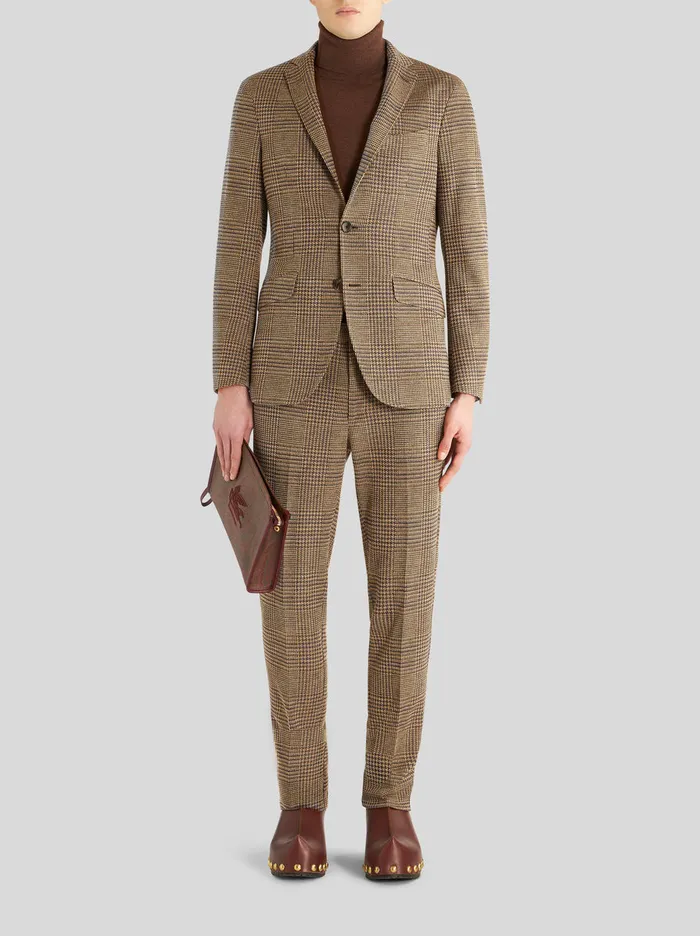 Men Jersey Trousers With Check Pattern Etro Trousers