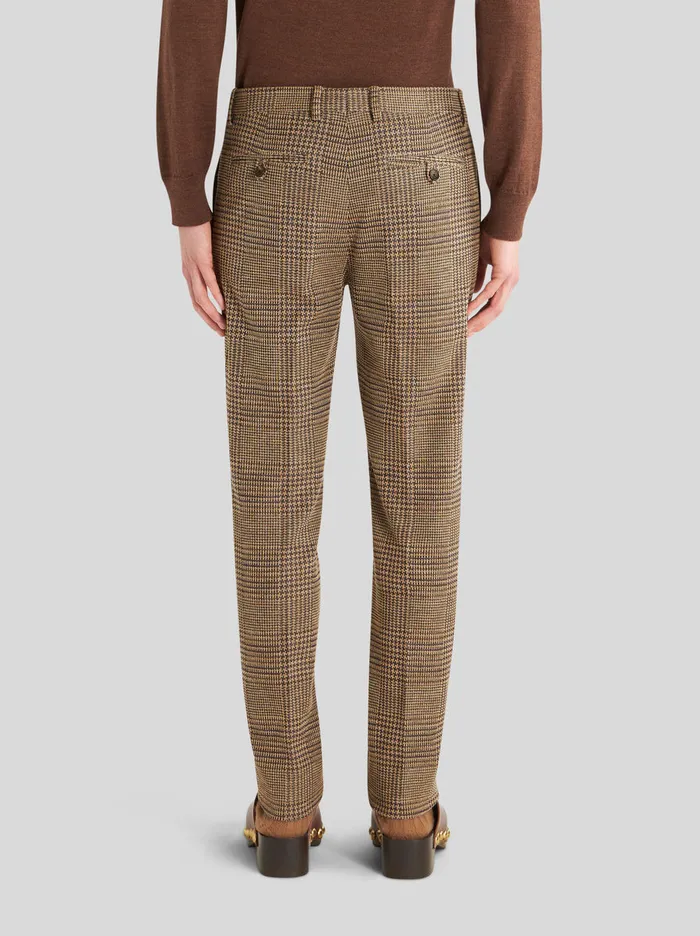 Men Jersey Trousers With Check Pattern Etro Trousers
