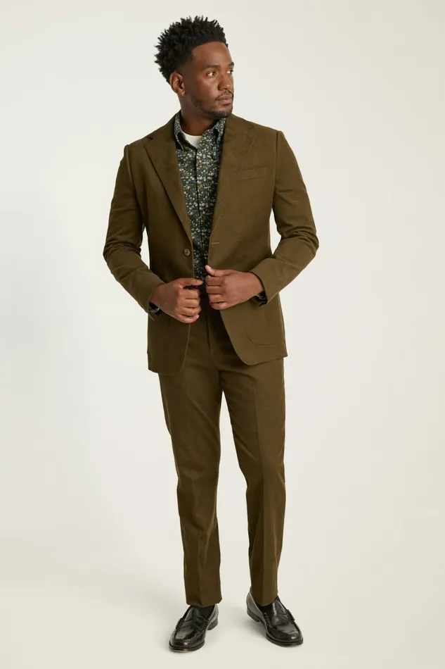 Men Jetsetter Italian Brushed Cotton Dress Pant Olive Green Bonobos Dress Pants