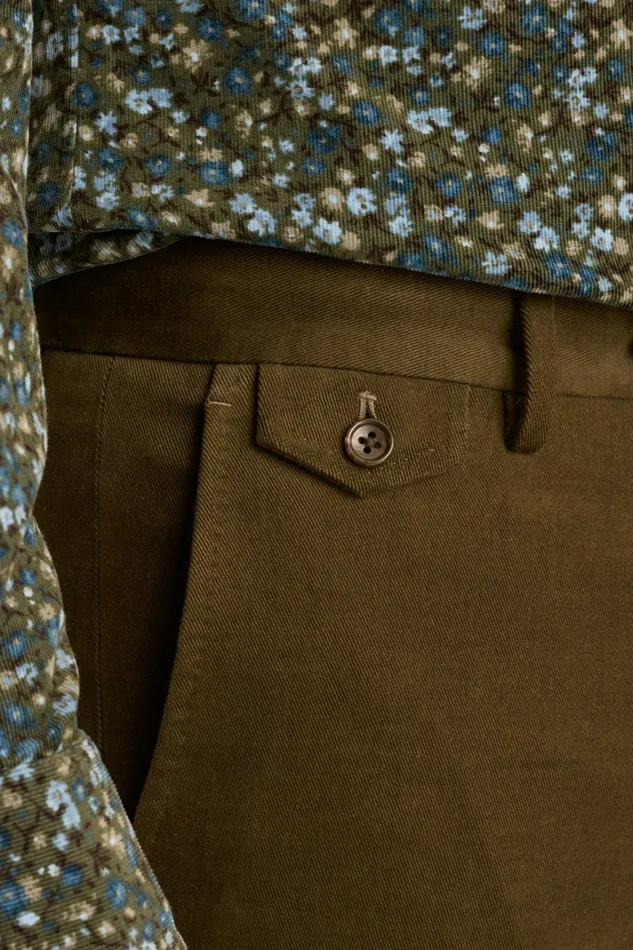 Men Jetsetter Italian Brushed Cotton Dress Pant Olive Green Bonobos Dress Pants