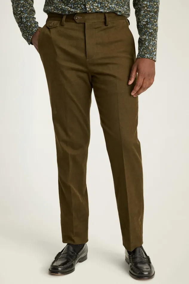 Men Jetsetter Italian Brushed Cotton Dress Pant Olive Green Bonobos Dress Pants