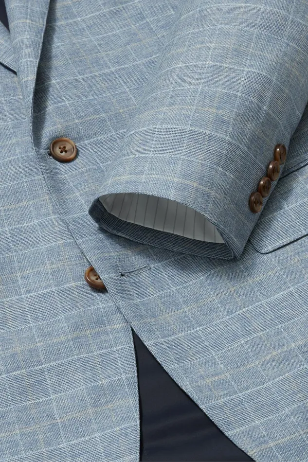 Men Jetsetter Italian Wool Blazer Blue Glen Check Bonobos Blazers and Sport Coats