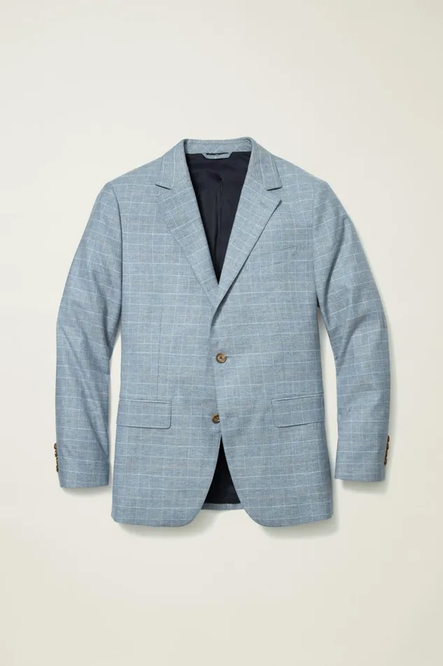 Men Jetsetter Italian Wool Blazer Blue Glen Check Bonobos Blazers and Sport Coats