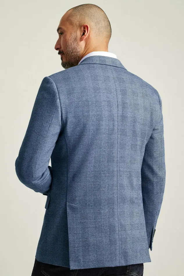 Men Jetsetter Knit Blazer Mid Blue Glenplaid Bonobos Blazers and Sport Coats