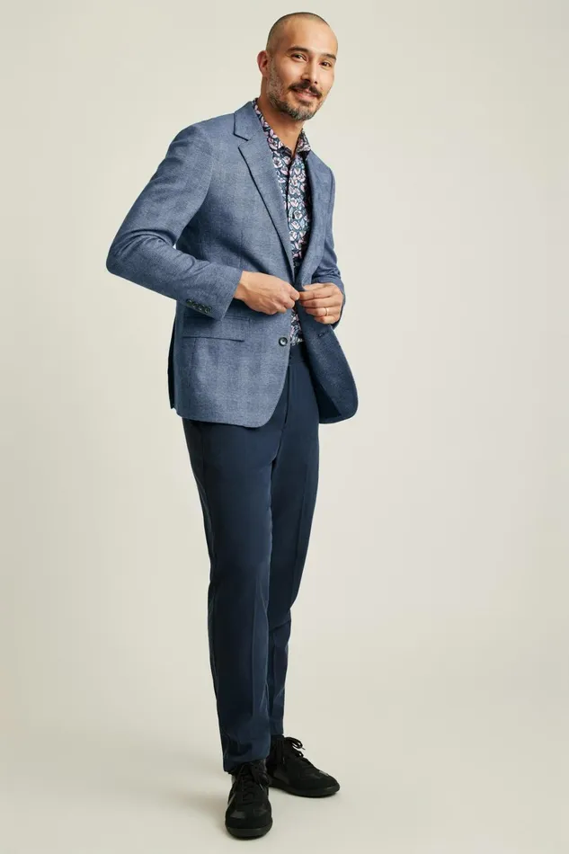 Men Jetsetter Knit Blazer Mid Blue Glenplaid Bonobos Blazers and Sport Coats