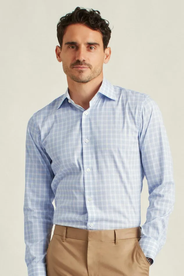 Men Jetsetter Stretch Dress Shirt Blue Myrtle Check Bonobos Business Casual Shirts