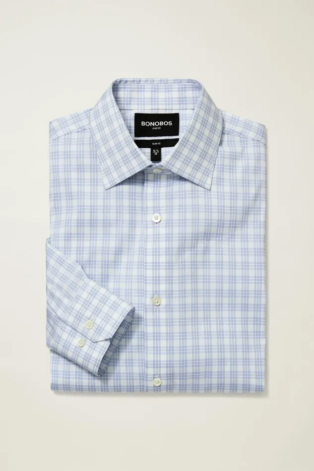 Men Jetsetter Stretch Dress Shirt Blue Myrtle Check Bonobos Business Casual Shirts