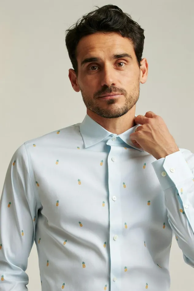 Men Jetsetter Stretch Dress Shirt Blue Pineapple Party Bonobos Business Casual Shirts
