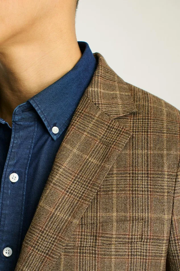 Men Jetsetter Unconstructed Blazer Chestnut Glen Plaid Bonobos Blazers and Sport Coats