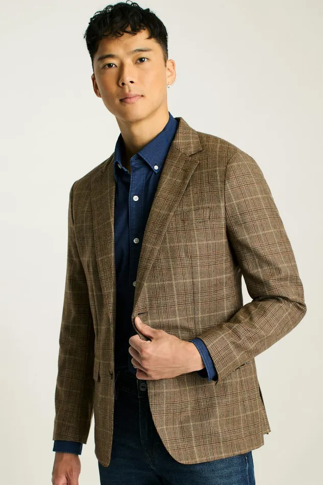 Men Jetsetter Unconstructed Blazer Chestnut Glen Plaid Bonobos Blazers and Sport Coats