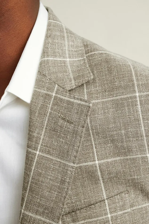 Men Jetsetter Unconstructed Italian Blazer Khaki Windowpane Bonobos Blazers and Sport Coats
