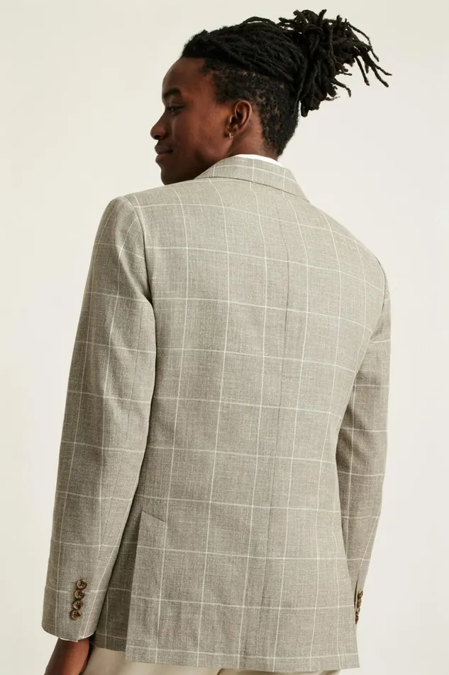 Men Jetsetter Unconstructed Italian Blazer Khaki Windowpane Bonobos Blazers and Sport Coats