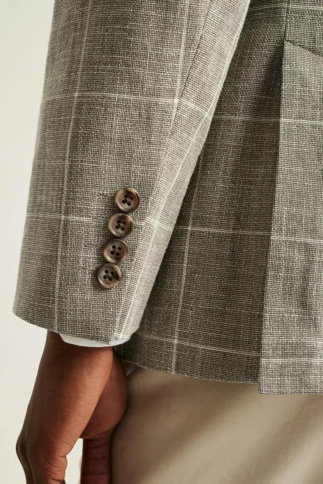 Men Jetsetter Unconstructed Italian Blazer Khaki Windowpane Bonobos Blazers and Sport Coats