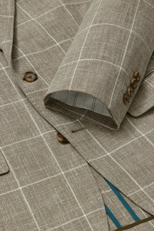 Men Jetsetter Unconstructed Italian Blazer Khaki Windowpane Bonobos Blazers and Sport Coats