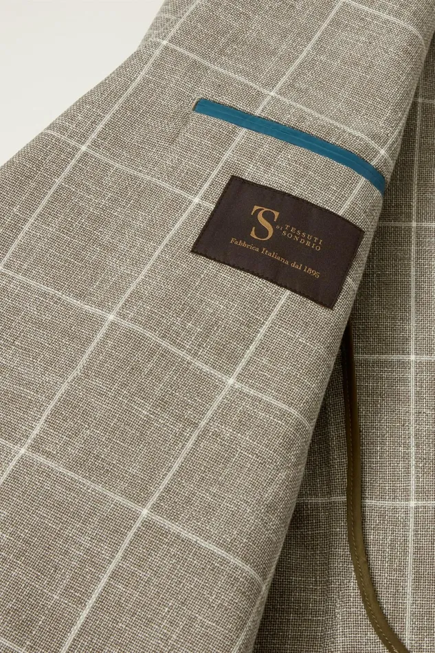 Men Jetsetter Unconstructed Italian Blazer Khaki Windowpane Bonobos Blazers and Sport Coats