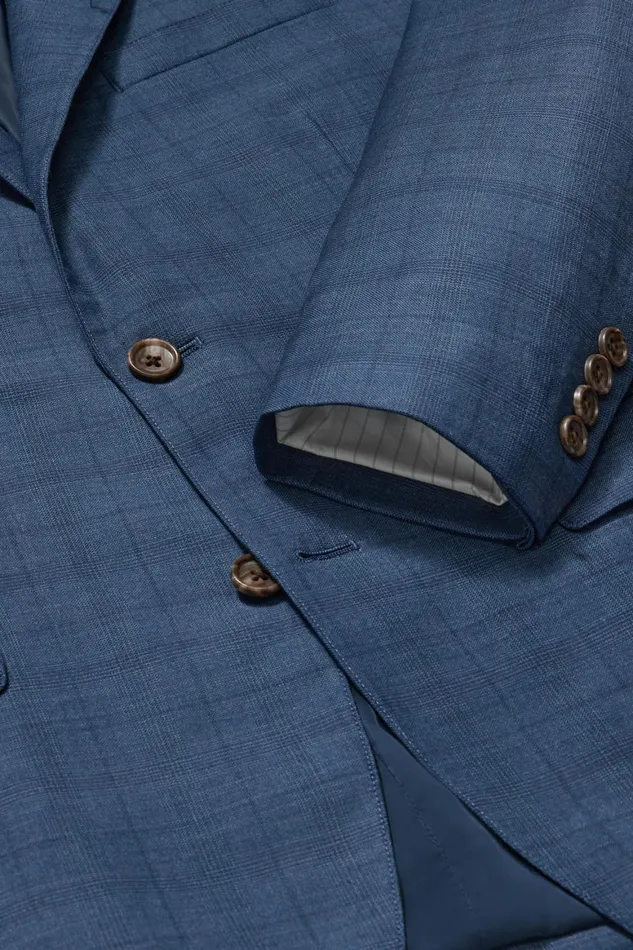 Men Jetsetter Wool Blazer Mid Blue Glen Plaid Bonobos Blazers and Sport Coats