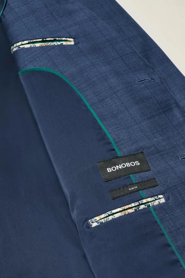 Men Jetsetter Wool Blazer Mid Blue Glen Plaid Bonobos Blazers and Sport Coats